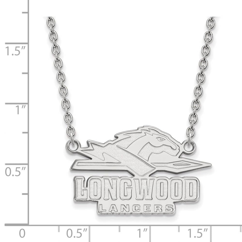 Sterling Silver Official Licensed Collegiate 18in Longwood University (LU) Large Enamel Pendant w/Necklace