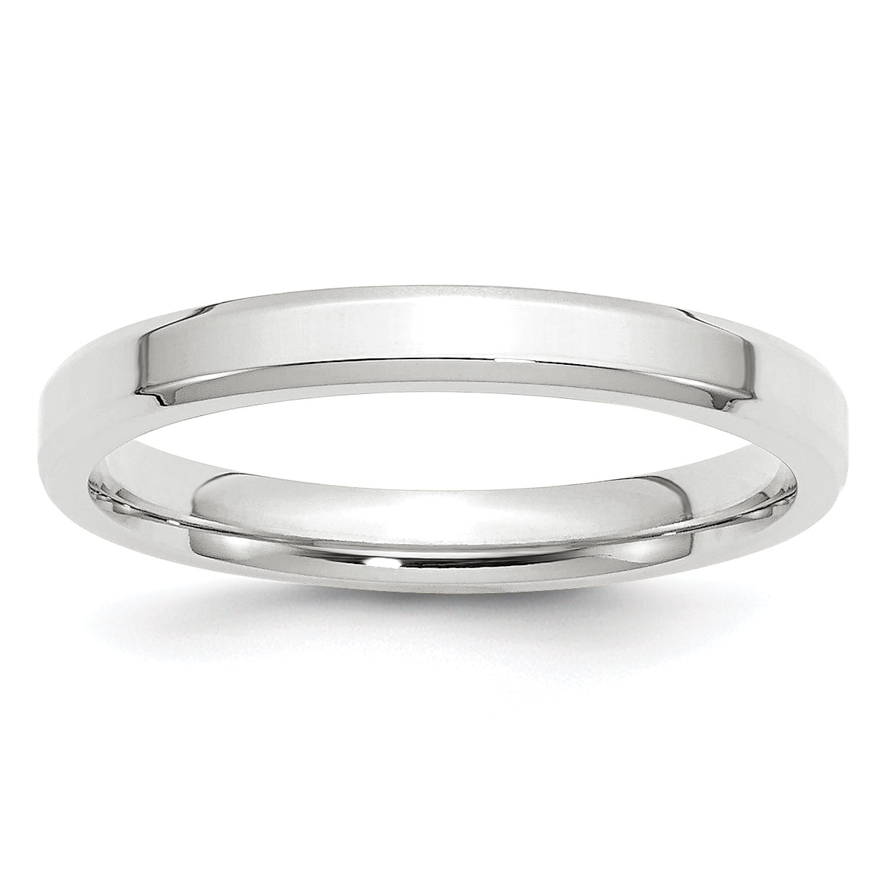 Primal Gold 10 Karat White Gold 3mm Bevel Edge Comfort Fit Band Size 7