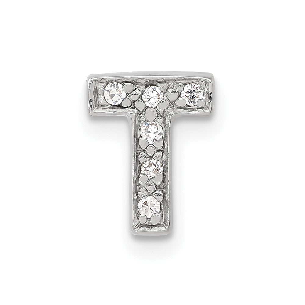 Sterling Silver CZ Initial T Slide