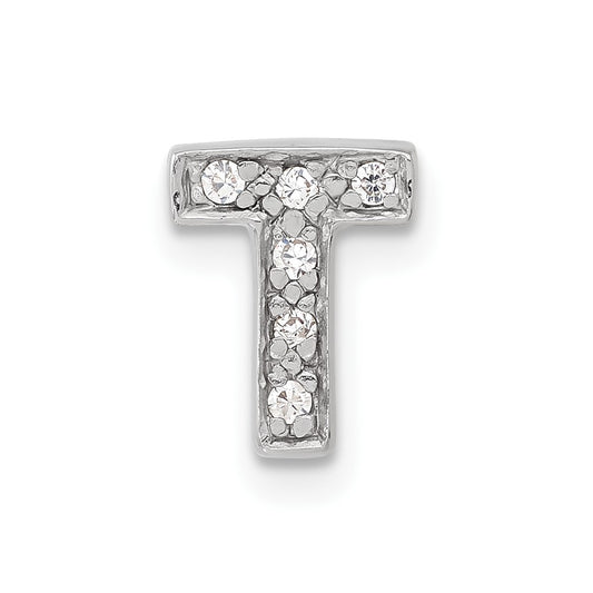 Sterling Silver CZ Initial T Slide