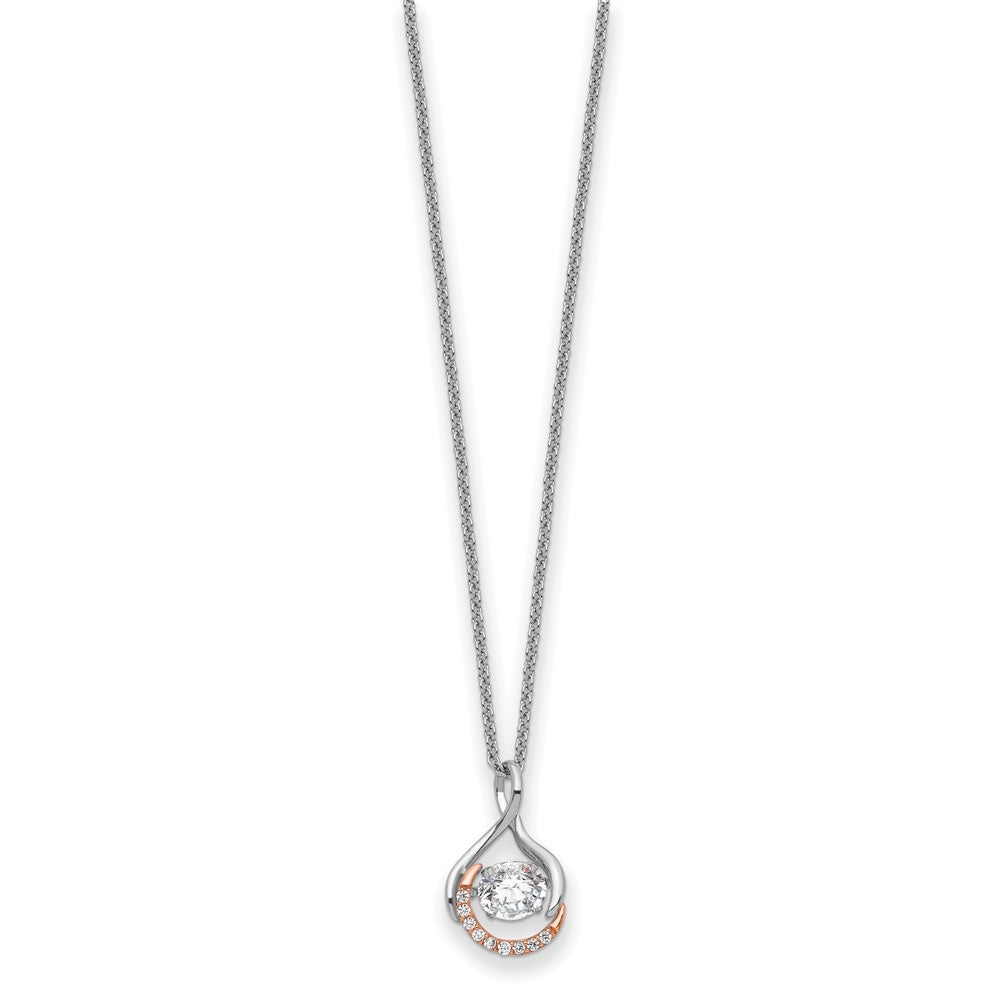 Sentimental Expressions Sterling Silver Rose-tone SS and Rose-Tone Vibrant CZ Warm Embrace 18in Necklace 18 Inches