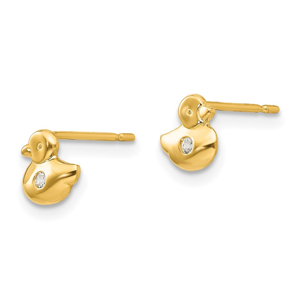 14k Madi K CZ Children's Duck Post Earrings