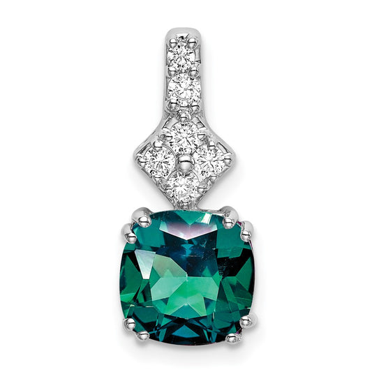 14k White Gold 1/5 carat Lab Grown Diamond VS/SI+ G+ and Lab Created Alexandrite Pendant