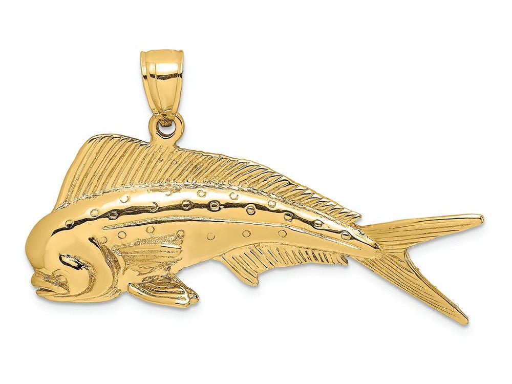 14K Large 3-D Male Dorado (Mahi-Mahi) Charm
