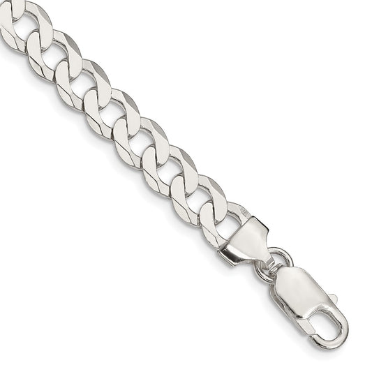 Sterling Silver 7.5mm Flat Curb Chain 8 inches