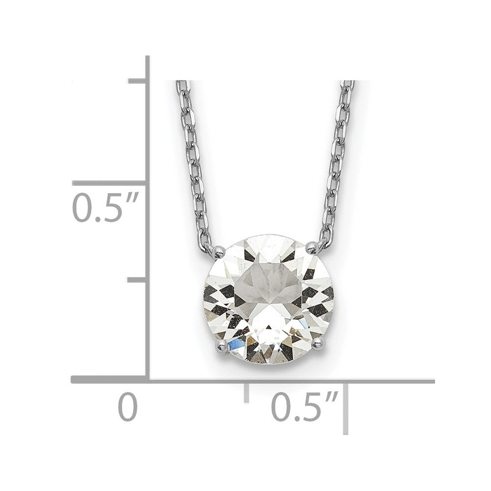 Sterling Silver Rhodium Plated Clear Swarovski Crystal 16.5 inch Necklace with 2 inch extension