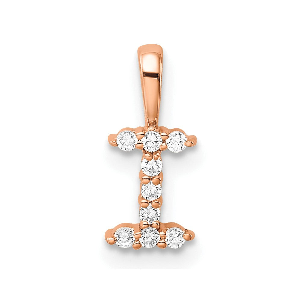 14KR Small Initial I Diamond Pendant