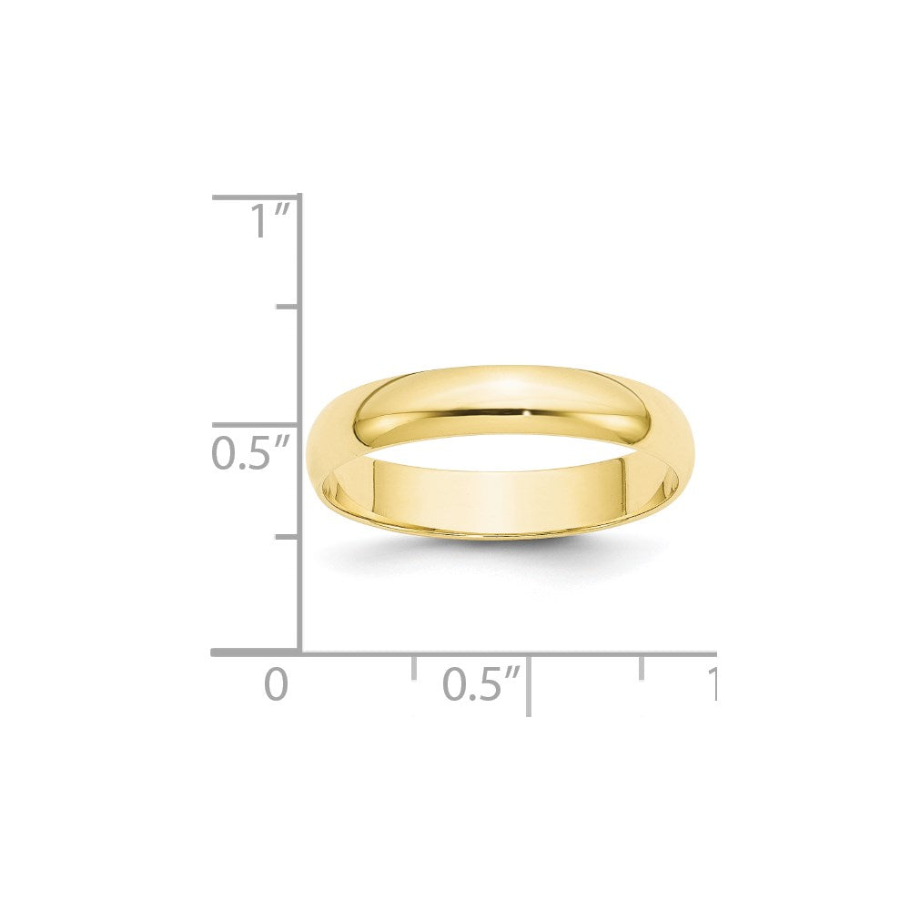 10k Yellow Gold 4mm Lightweight Half Round Wedding Band Size 13.5