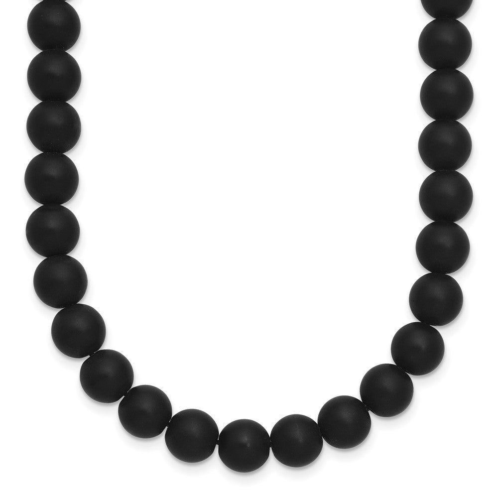 Stainless Steel Brushed Black Agate Antiqued Clasp 27in Necklace
