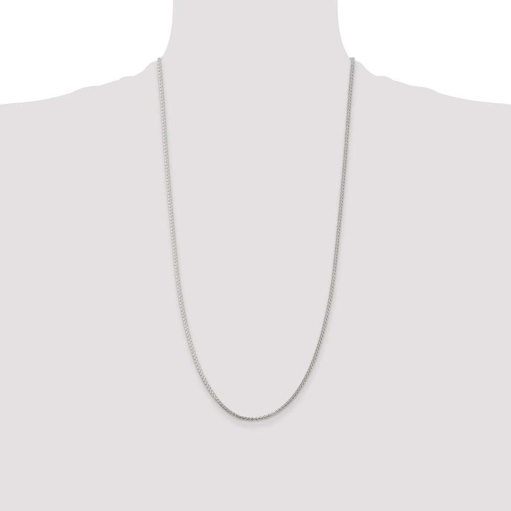 Sterling Silver Rhodium-plated 1.75mm Round Spiga Chain 28 Inches