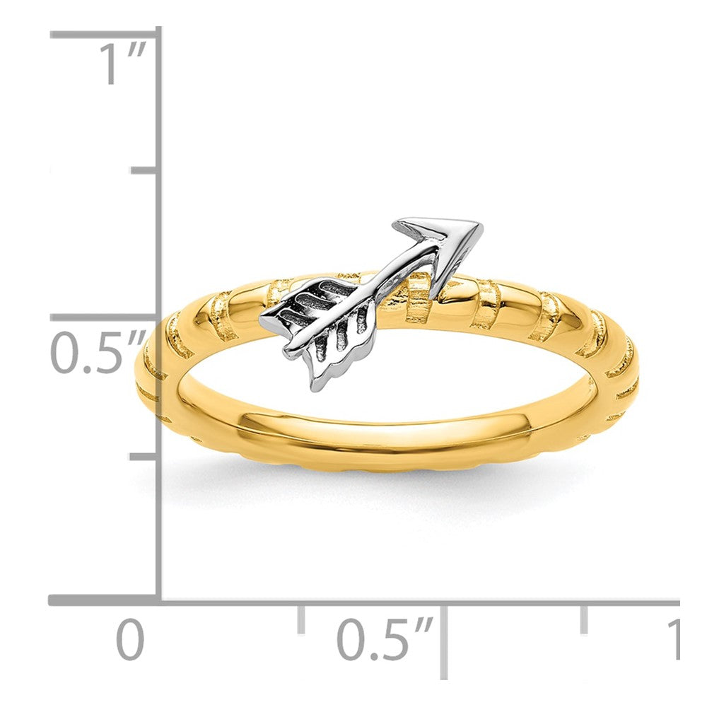 Sterling Silver Stackable Expressions Gold & Rhod-plate Arrow Ring