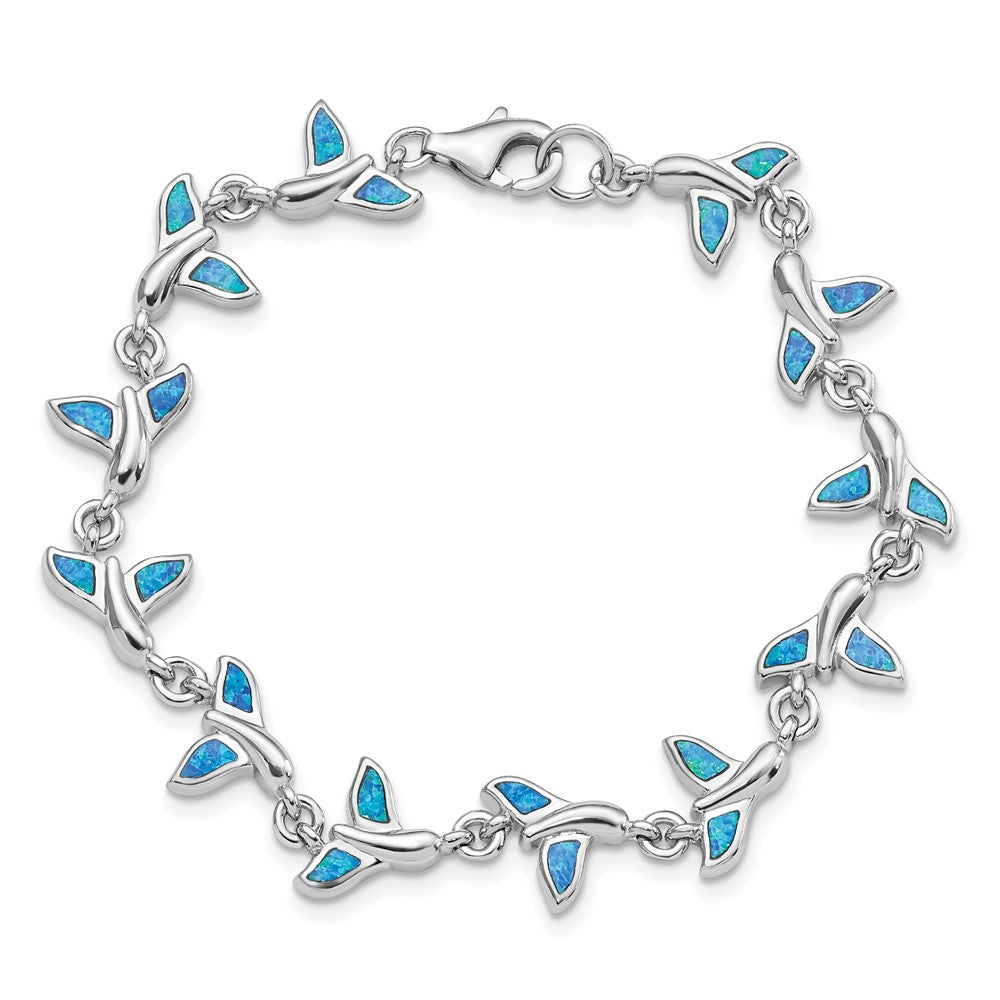 Sterling Silver Rhodium-Plated Whale Tail 7.75 inch Bracelet 7.75 inches