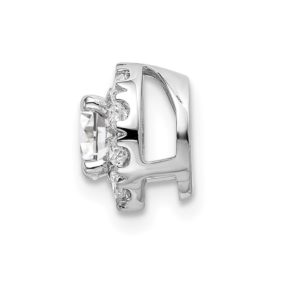 14k White Gold 3/4 carat Lab Grown Diamond VS/SI+ G+ Round Halo Chain Slide Pendant