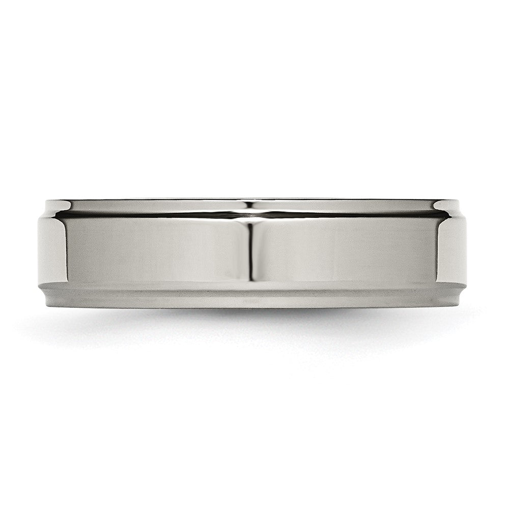 Titanium Polished 6mm Ridged Edge Band Size - 11