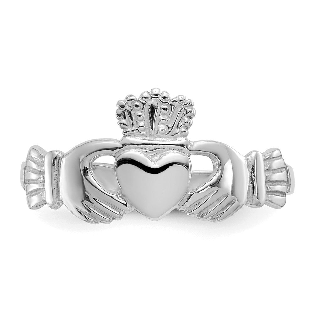 14k White Gold Ladies Claddagh Ring Size 6.5