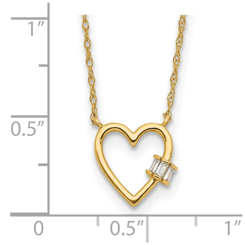 10K Polished CZ Heart Necklace