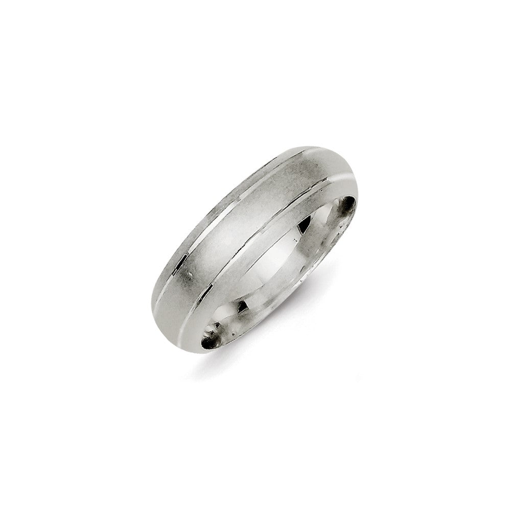 Sterling Silver 6mm Satin Finish Band Rhodium Size 11