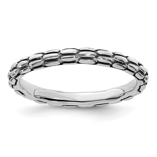 Sterling Silver Stackable Expressions Antiqued Ring Size -5