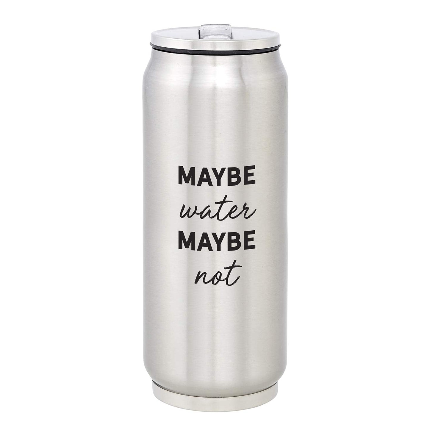 Creative Brands SIPS Drinkware Stainless-Steel Insulated Can (Tumbler) with Lid and Collapsible Straw, 12-Ounce, Maybe Water