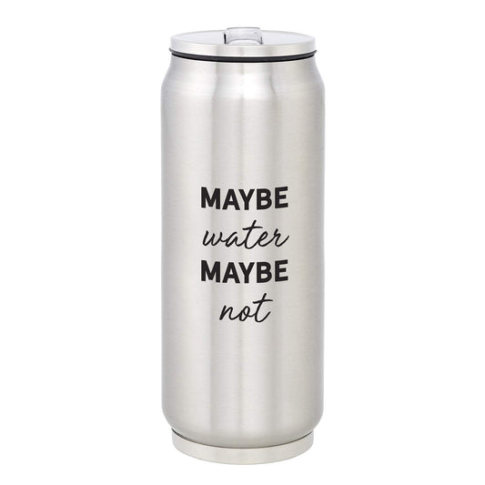 Creative Brands SIPS Drinkware Stainless-Steel Insulated Can (Tumbler) with Lid and Collapsible Straw, 12-Ounce, Maybe Water