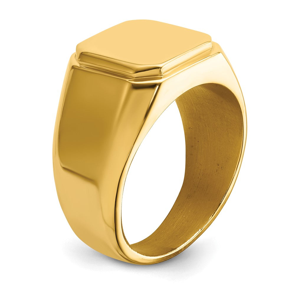 Stainless Steel Polished Yellow IP-plated Signet Ring Size - 11