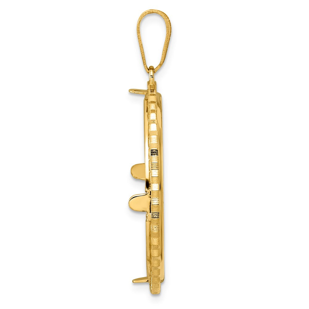 14k Polished Poly Edge with 27.0mm Prong Coin Bezel Pendant
