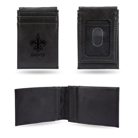 Saints Laser Engraved Black Front Pocket Wallet
