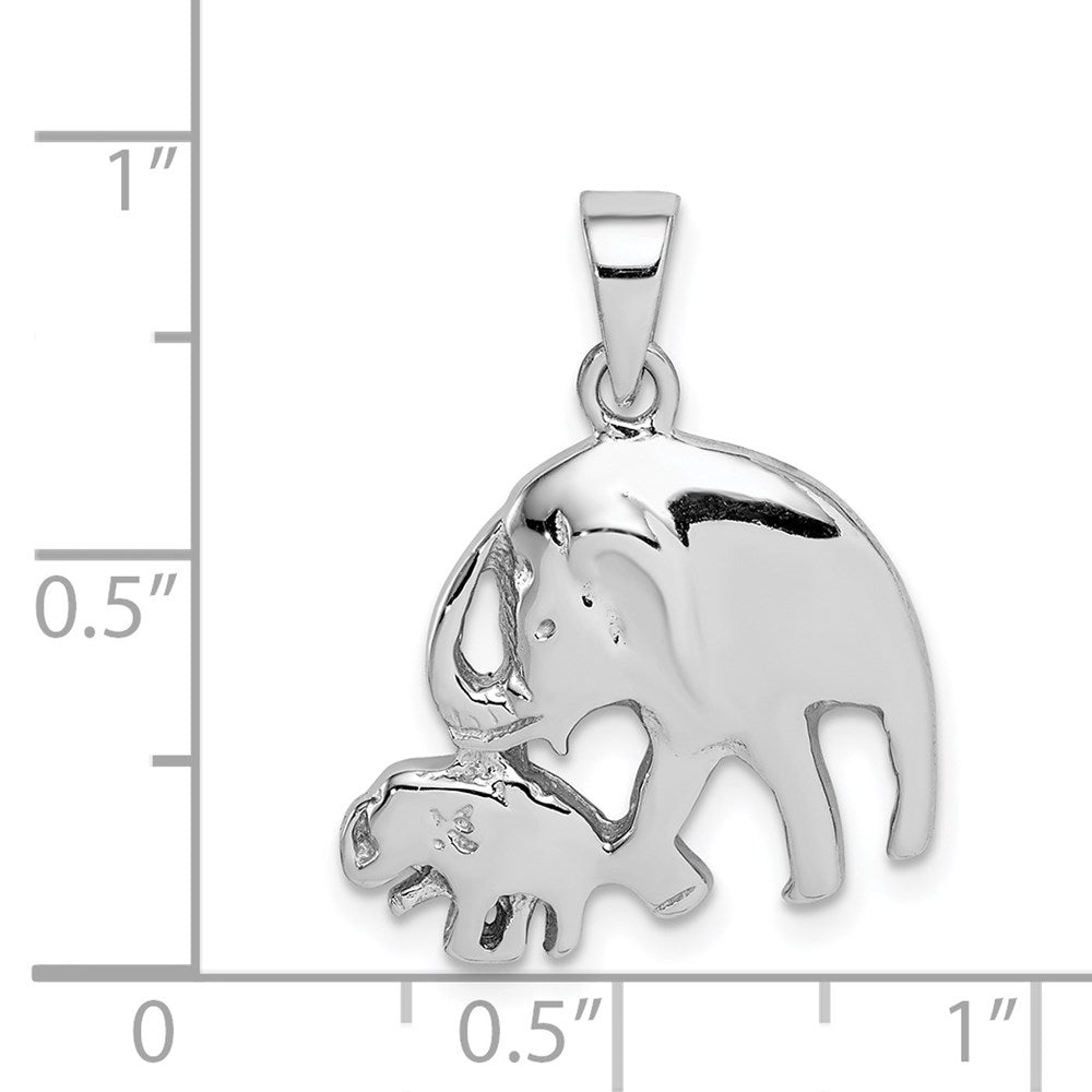 Sterling Silver Rhodium-plated Elephants Pendant