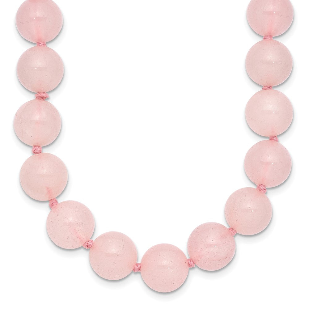 10-10.5mm Smooth Beaded Rose Quartz Necklace w/Sterling S.RH Clasp 18 Inches