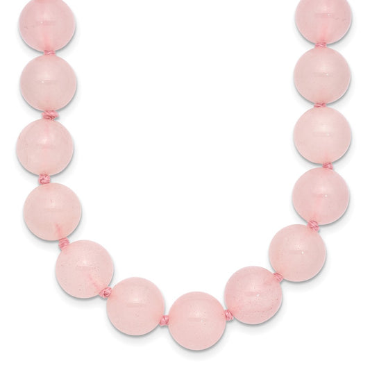 10-10.5mm Smooth Beaded Rose Quartz Necklace w/Sterling S.RH Clasp 18 Inches