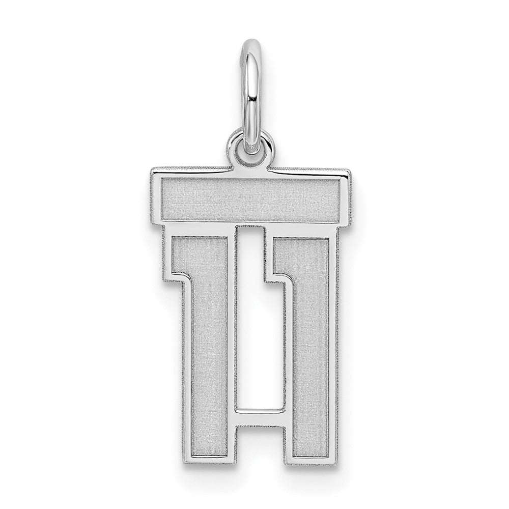 Sterling Silver/Rhodium-plated Satin Number 11 Charm