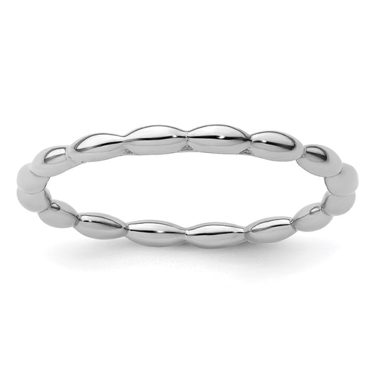 Sterling Silver Stackable Expressions Rhodium Rice Bead Ring Size -9