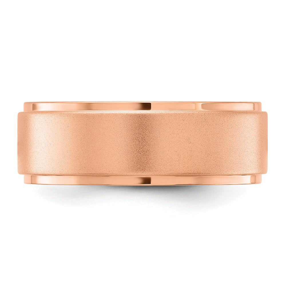 Chisel Stainless Steel Polished Rose IP-plated Brushed Center 8mm Band Size - 8.5