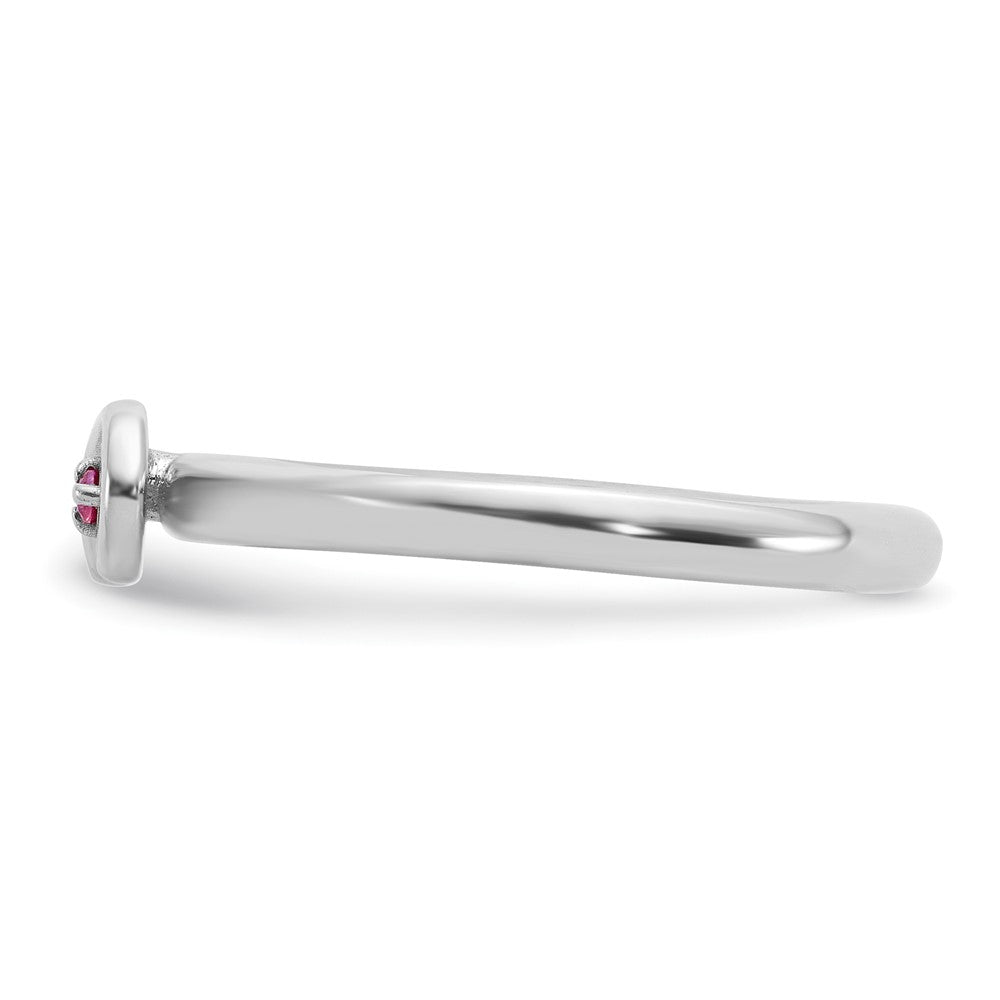 Sterling Silver Stackable Expressions Rh-plated Cr.Ruby Infinity/Wing Ring