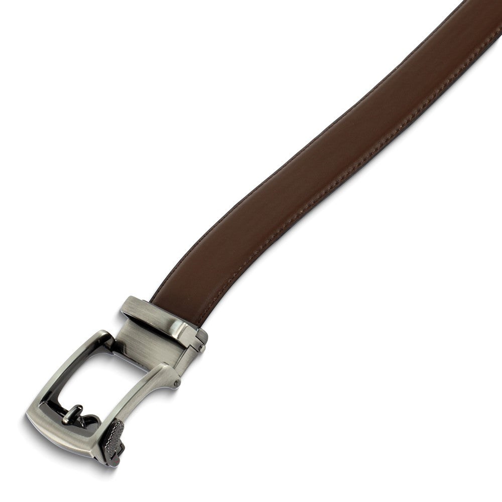 Brown Vegan Leather Comfort Fit Ratchet Belt Adjusts From 28 to 48 Inches