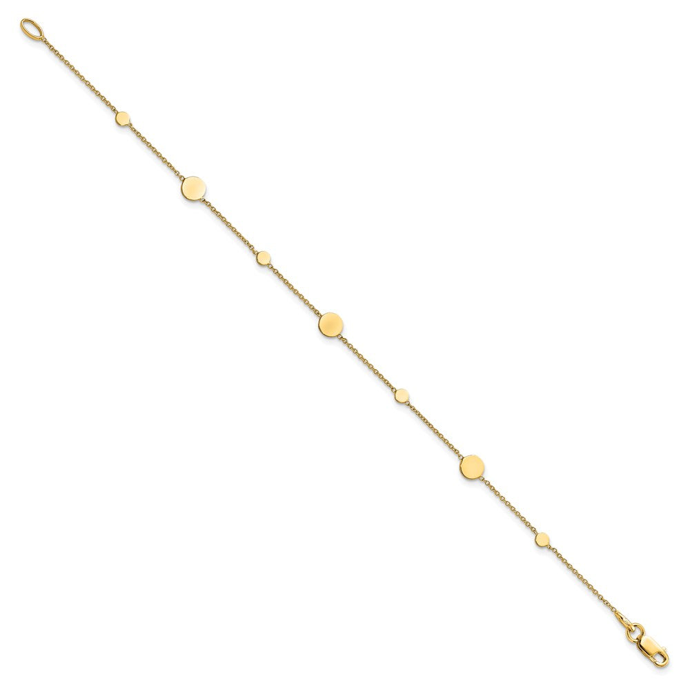 14k Polished Disc Bracelet 7.5  inches