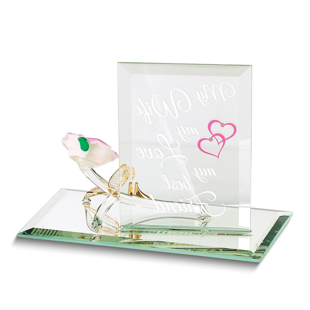 Glass Baron "My Wife, My Best friend" with Pink Rose Figurine