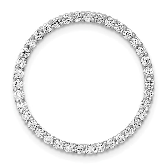 14k White Gold 3/4 carat Lab Grown Diamond VS/SI+ G+ Circle Chain Slide Pendant