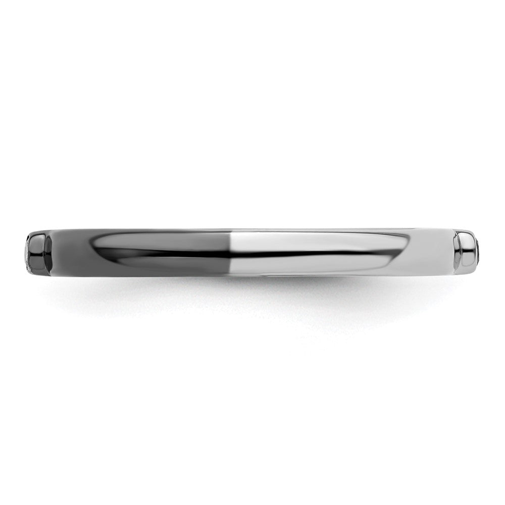 Sterling Silver Stackable Expressions Polished Half White/Black Dia Ring Size -7