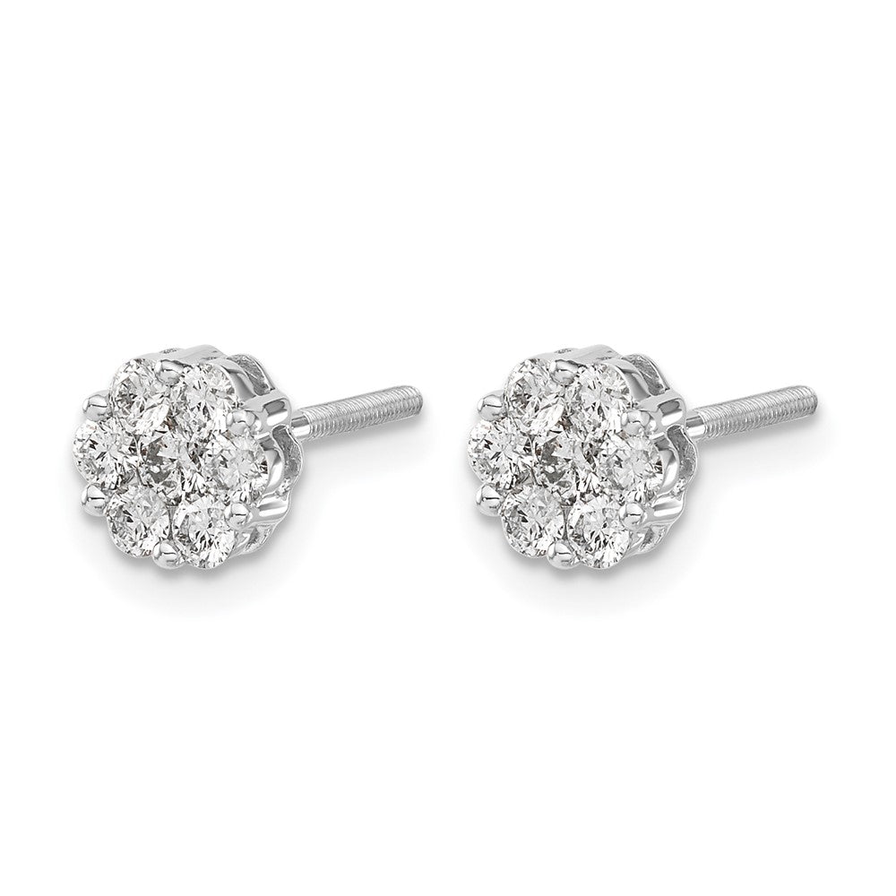 14k Yellow Gold Diamond Cluster Screwback Earrings_blank-NO dias