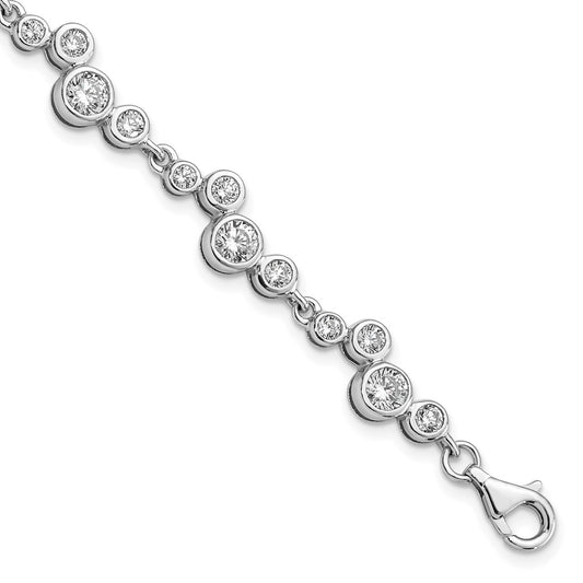 Sterling Silver Rhodium-plated CZ Bracelet 7.5 inches