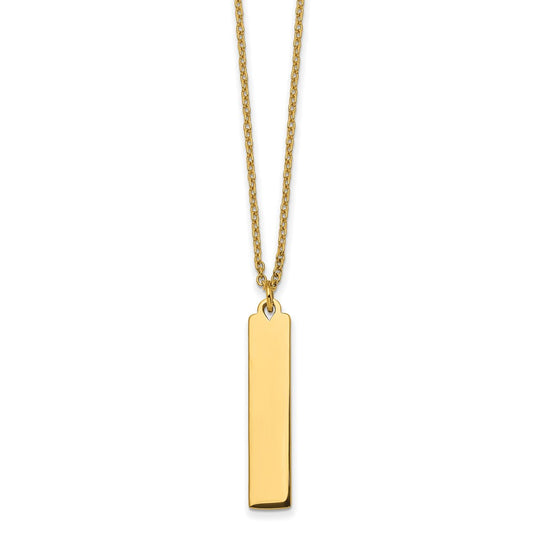 Stainless Steel Polished Yellow IP-plated Bar Dangle 16in Necklace