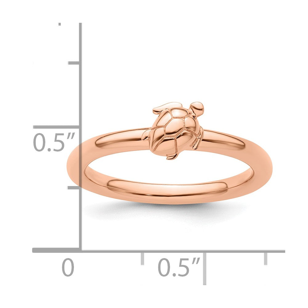 Sterling Silver Stackable Expressions Pink-plated Turtle Ring Size -9