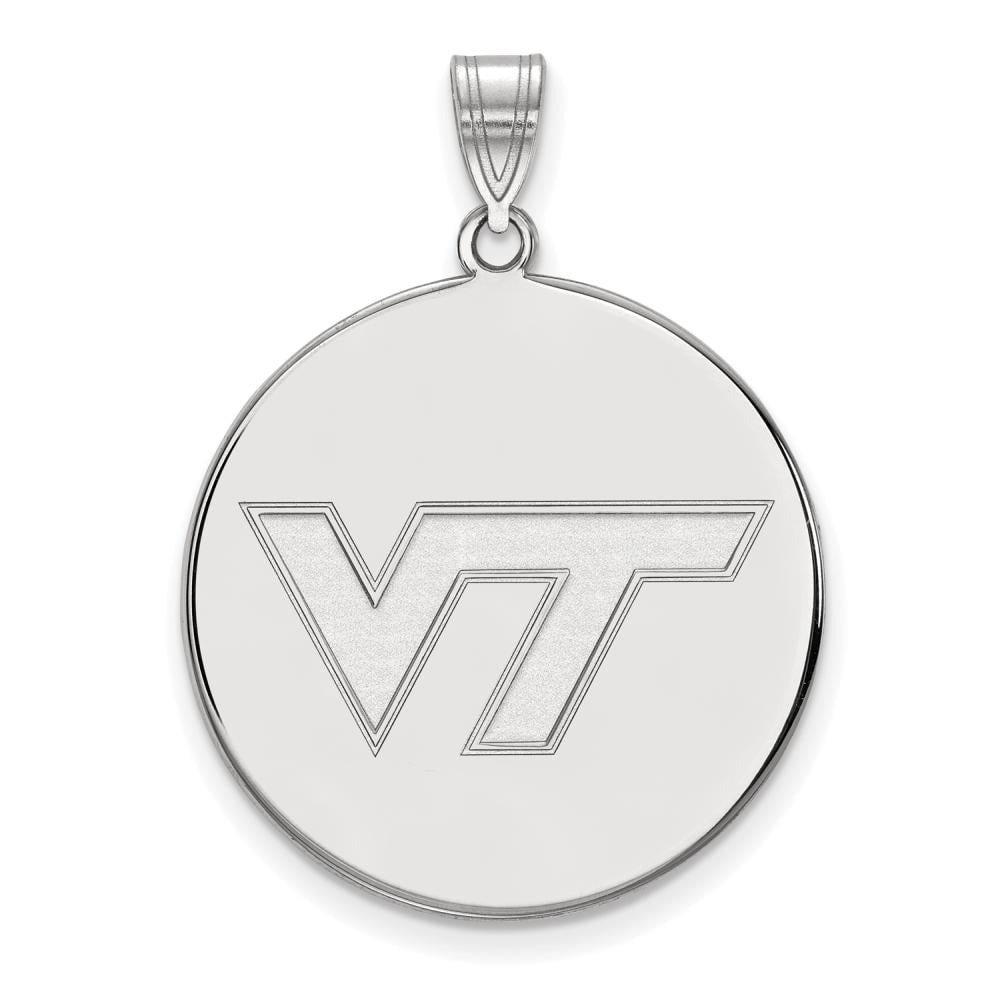 Sterling Silver Rhodium-plated LogoArt Virginia Tech V-T Extra Large Disc Pendant QSS068VTE