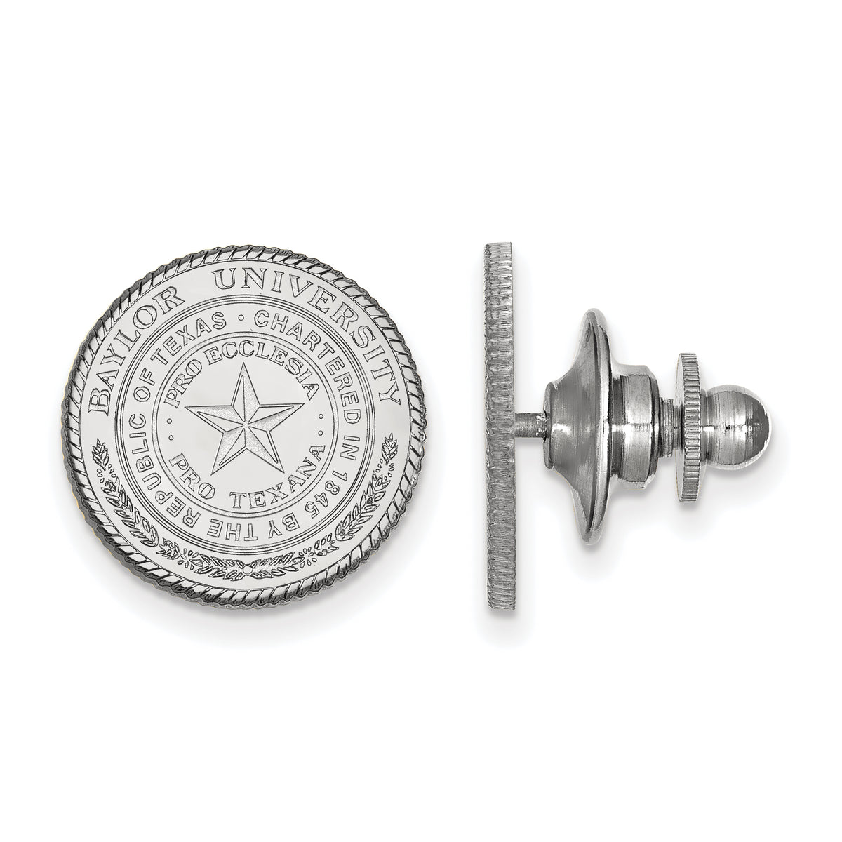 LogoArt Sterling Silver Rhodium-plated Baylor University Crest Lapel Pin