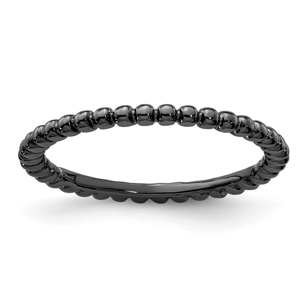 Sterling Silver Stackable Expressions Black-plated Ring Size -7