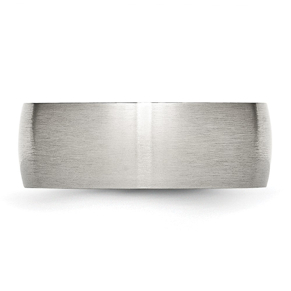 Stainless Steel Brushed 8mm Half Round Band Size - 11.5