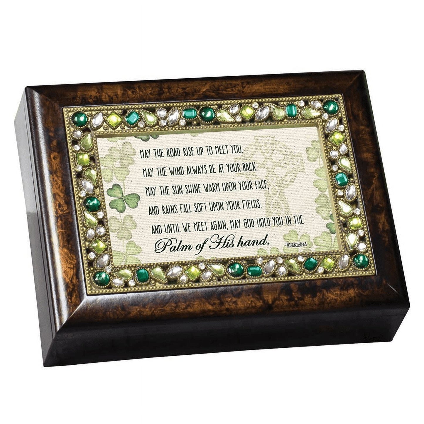 8" Brown and Green "MAY THE ROAD RISE" Wind Up Music Box