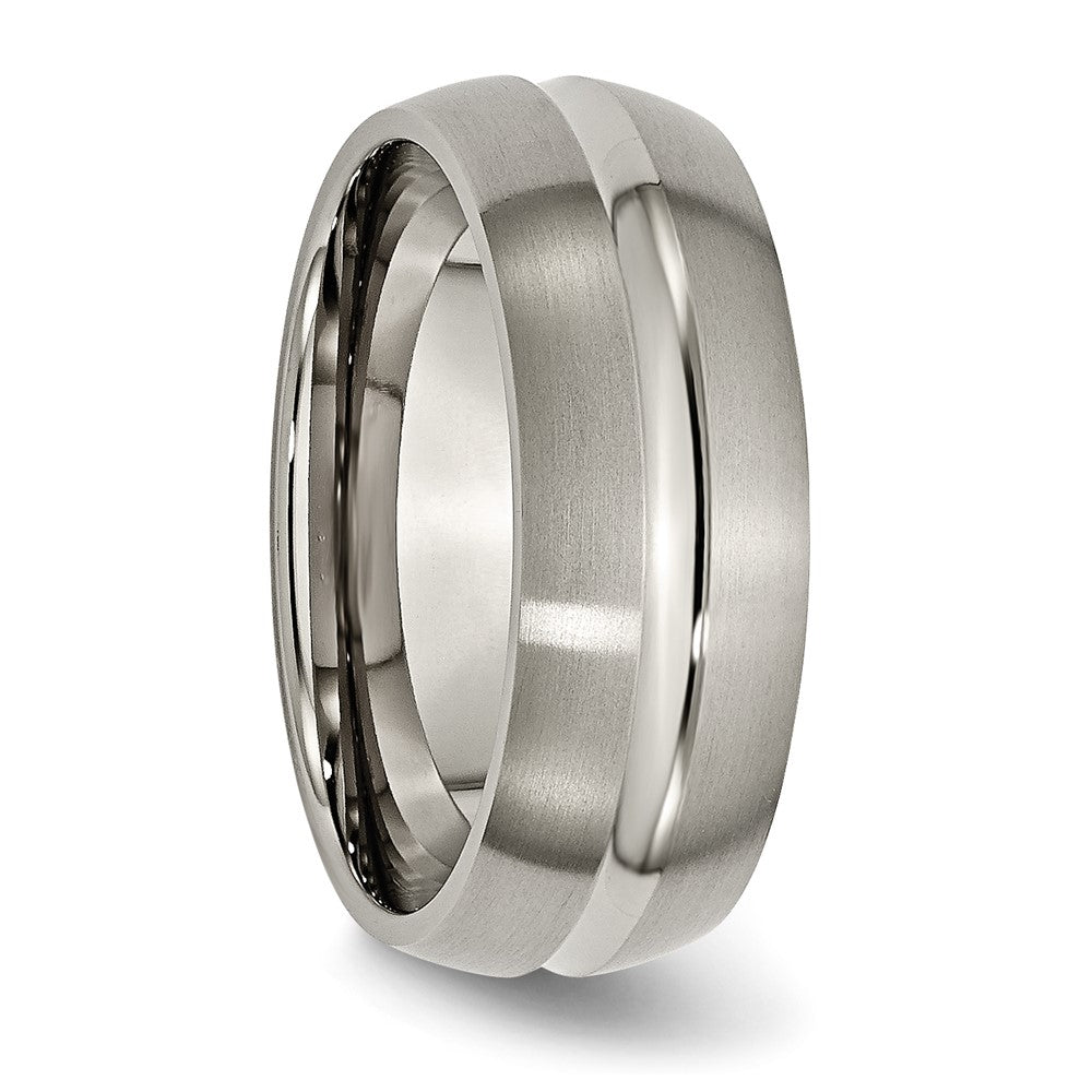 Titanium Brushed and Polished 8mm Grooved Band Size - 12