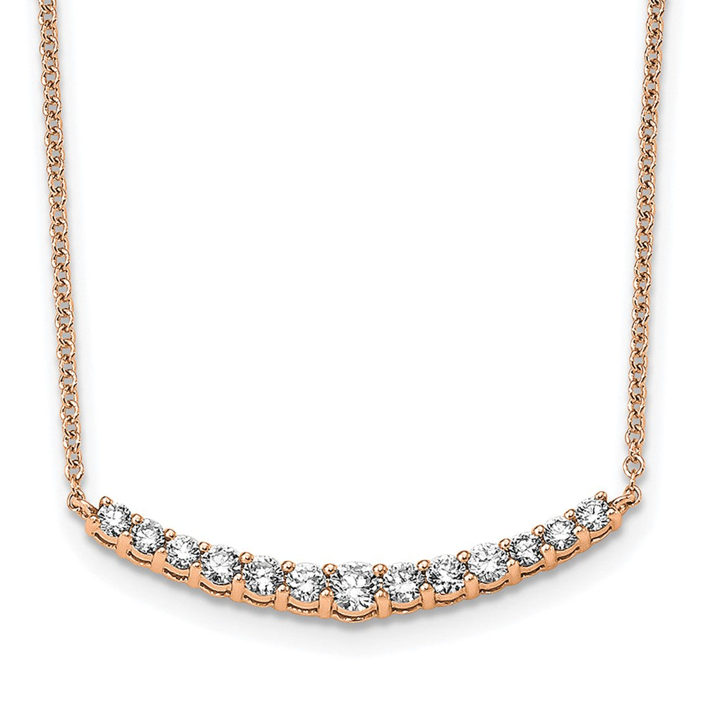 True Origin 14k Rose Gold 1/2 carat Lab Grown Diamond VS DEF 18 inch Fashion Bar Necklace